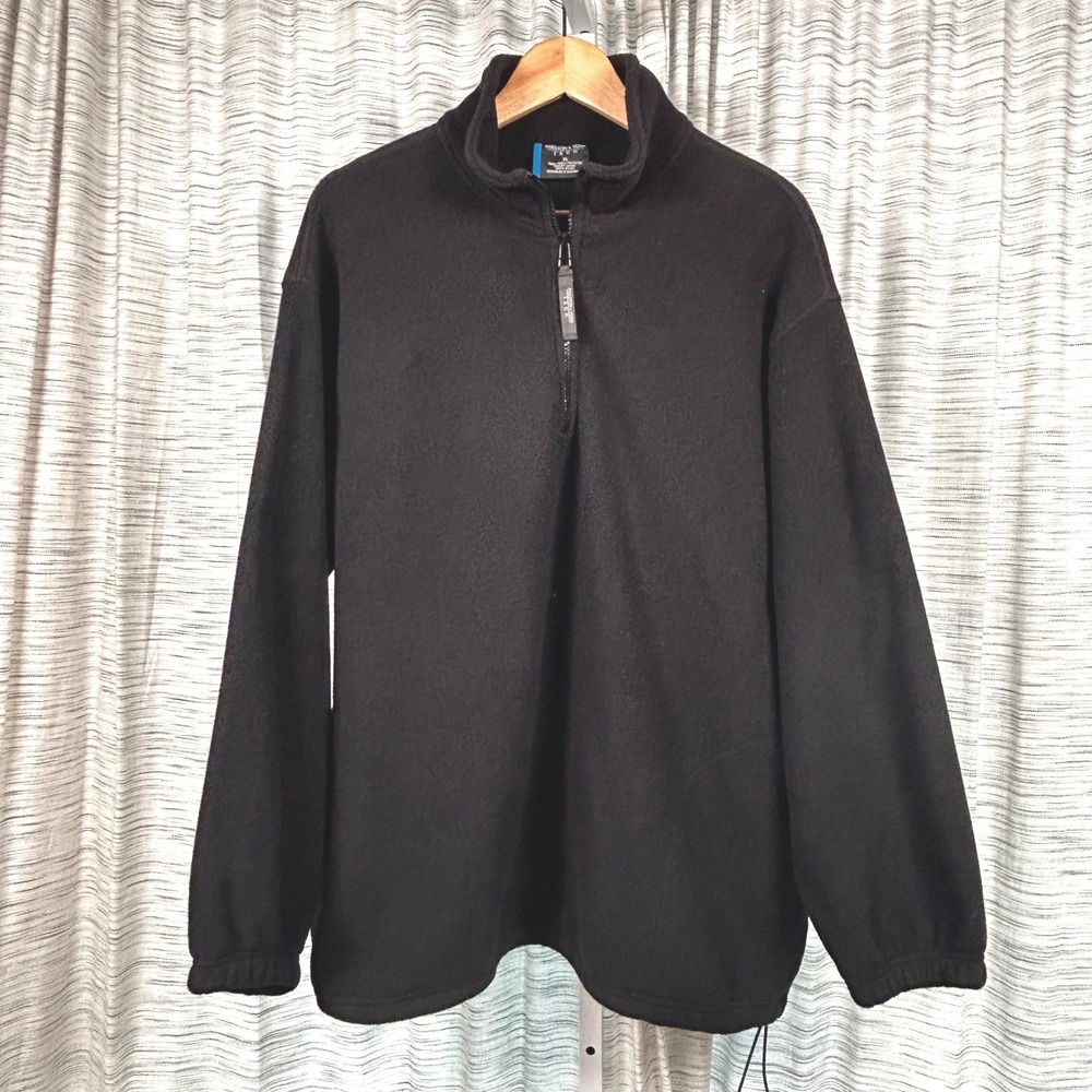 Preston & York Tech Fleece Pullover Black Mens XL Quarter Zip Polarfleece EUC